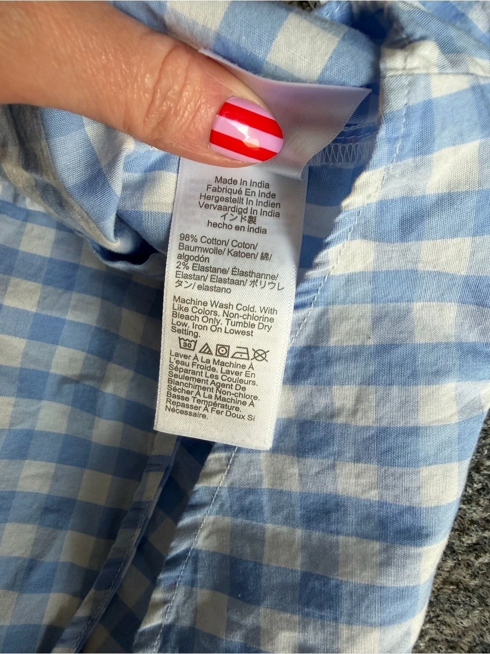 J. Crew Light Blue and White Gingham Button-Down Shirt